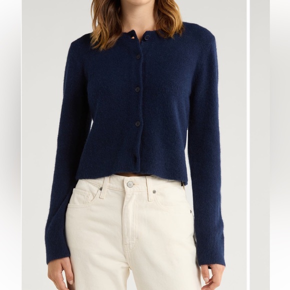 Rails Sweaters - RAILS Matilda Cropped Cardigan Sweater In Navy Blue size XS